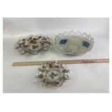 Goofus Glass Bowls, Hand-painted Blue Floral Bowl