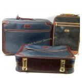 Jaguar Blue Suitcases with Leather Trim