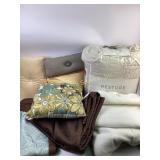 King Bedding, Assorted Pillows & Brown/Blue