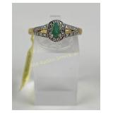 2.666 Gram Sterling Sillver Ring with Green Stone