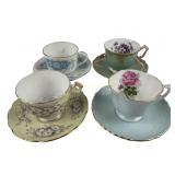 (4) Aynsley Bone China Teacups and Matching Saucer