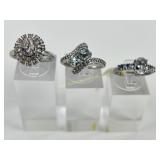 (3) 925 Sterling Silver Rings, one made in Thailan