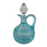 Northwood Blue Opalescent Jewel & Flower Cruet Cir
