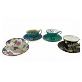 (4) Aynsley Bone China Teacups and Matching Saucer