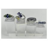 (4) 925 Sterling Silver Rings, one made in India,