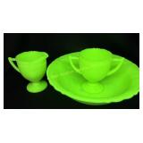 McKee Uranium Cream and Sugar and Deep Bowl