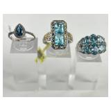 (3)  925 Sterling Silver Rings, one made in India