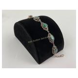 Sterling Silver Bracelet with Green Oval Stones an