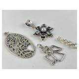 (4) Sterling Pendants, (2) With Stones