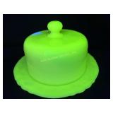 McKee Uranium Cheese Dish With Domed Lid in Laurel