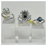 (3) 925 Sterling Silver Rings, two made in India,
