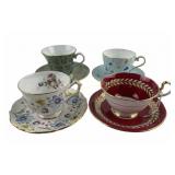 (4) Aynsley Bone China Teacups and Matching Saucer
