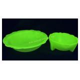 McKee Uranium bowl and Uranium Custard Dish with S