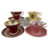 (4) Aynsley Bone China Teacups and Matching Saucer