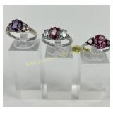 (3) 925 Sterling Silver Rings, one Made in India,