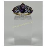 14K Gold Ring With Blue & Purple Stones