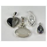 (4) Sterling & Gemstone Pendants