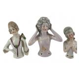 German Porcelain Half Doll Pin Cushion Holders