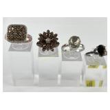 (4) 925 Sterling Silver Rings, Two made in India,