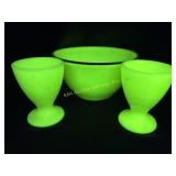 McKee Uranium Jadeite Footed Egg Custard Cups and