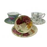 Aynsley Bone China Teacups and Matching Saucers