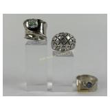 (3) Sterling Rings w/Stones