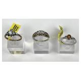 (3) 925 Sterling Silver Rings, two made in India,