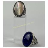 (2) Sterling Rings Lapis & Pink MOP