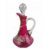 Victorian Cranberry Enameled Thumbprint Optic Crue