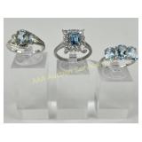 (3) 925 Sterling Silver Rings, one made in Thailan