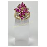 Gilt Sterling, Pink & White Stone Ring