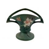 Roseville U.S.A. Pottery Magnolia Green Basket Vas