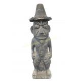 Carved Wooden Tribal Figure with Headdress