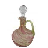 Leaf Mold Vaseline Cranberry Spatter Satin Cruet U