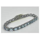 925 Sterling Silver Bracelet with Blue Topaz Gemst