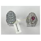 (2) 925 Sterling Silver Rings, One made in Thailan