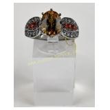 5.336 Gram STS Sterling Silver Ring with Orange an
