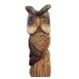 Wooden Owl Carved Sculpture with Textured Details