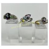 (3) 925 Sterling Silver Rings, two made in India,