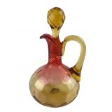 New England Glass Amberina Glass Thumbrint Cruet 1