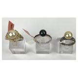 (3) 925 Sterling Silver Pearl Rings weighing 6.09