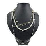 (3) Sterling & Cultured Pearl Necklaces
