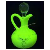 Custard Glass Uranium Winged Scroll Cruet Heisey C