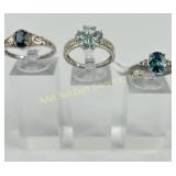 (3) 925 Sterling Silver Rings, one made in Thailan