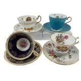 (4) Aynsley Bone China Teacups and Matching Saucer