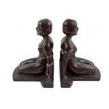 Art Deco Dark Bronze Nude Women Bookends