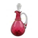 Diamond Optic Cranberry Glass Cruet