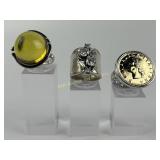 (3) Sterling Silver Rings