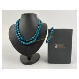 (2) Sterling & Dyed Cultured Pearl Necklaces & (1)