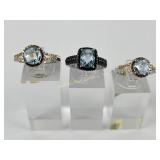 (3) 925 Sterling Silver Rings, two made in India,